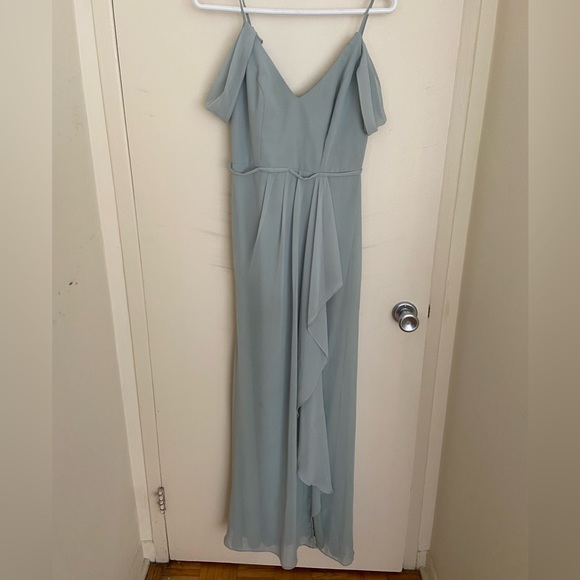 David’s bridal dusty sage chiffon bridesmaids dress. Size 2 - Picture 3 of 11